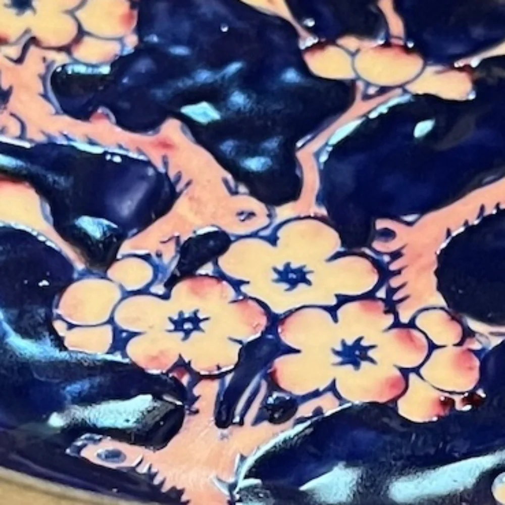 Set‎ Of 2 Antique Soap Dish CHERRY BLOSSOMS in PEWTER